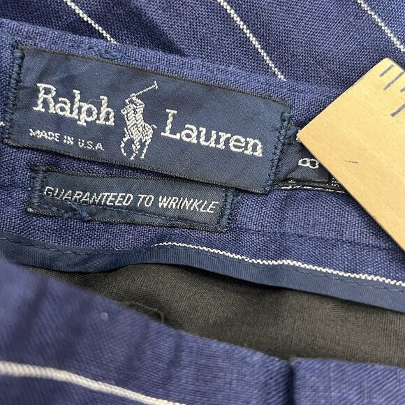 *SOLD*Ralph Lauren Blue Pinstriped Linen Women 2 Piece Suit USA Blue Label VTG - Picture 14 of 16